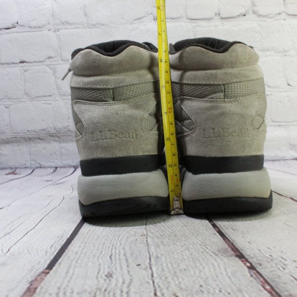 LL BEAN Gray Mesh Leather Mid Lace Up Waterproof Hiking Boots Size 9 - Picture 6 of 9